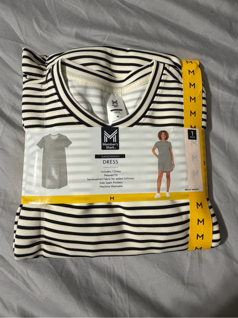 Member's Mark Black & White Striped Sandwash Dress - M
